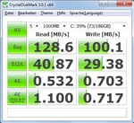 CrystalDiskMark 500 GB HDD + 32 GB SSD cache