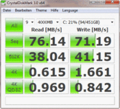 Crystal Disk Mark 76 MB/s read