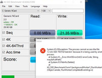 AS SSD crashed with an error message during the test