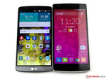 LG's G3 (left) is slimmer despite the same screen size.