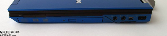 Right Side: ExpressCard 34mm, DVD Laufwerk, Audio Ports, Firewire, USB 2.0