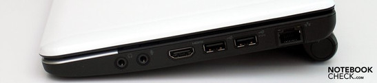 Right: Kensington lock, power socket, USB 2.0, cardreader