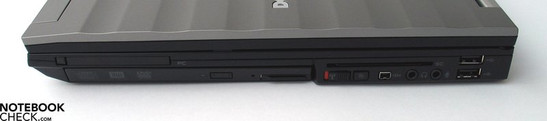 Right Side: PCMCIA, DVD Drive, SmartCard, Firewire, Audio Ports, 2x USB 2.0