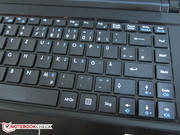 The number block is incorporated into the main section and can be used in conjunction with the Fn key.