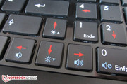 Brightness adjustment and volume controls on the arrow keys
