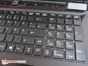 The brightness and volume controls are placed on the arrow keys.
