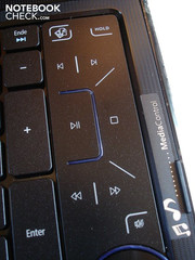 Acer has integrated a practical multimedia control on the keyboard's right