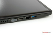 VGA, HDMI, Gigabit-LAN and one USB 3.0 port.