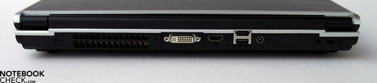 Back Side: Fan, DVI, HDMI, USB 2.0, eSATA, Power Connector, Kensington Lock