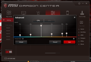 Set fan speeds for when CPU/GPU reaches one of six pre-defined temperatures