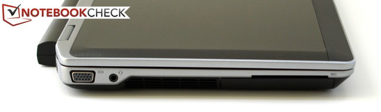 Left side: VGA, combined audio jack, fan, SmartCard reader