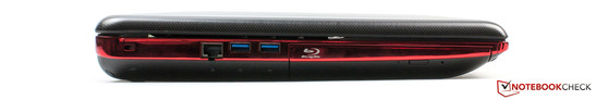 Left: Lock, LAN, 2x USB 3.0, Blu Ray burner