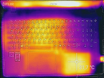 Temperature development upper side (idle)