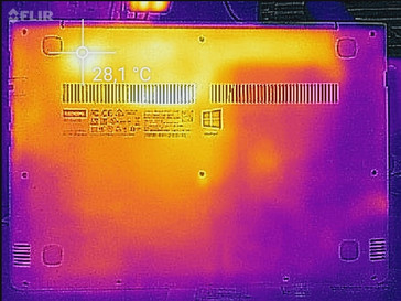 Temperature increase (underside; idle)