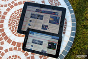 When using the Galaxy Tab outdoors, it has a fairly bright display...