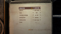 Graphics menu in the game.