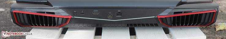 Rear: Mini-DisplayPort, USB 3.1 Gen.2 Type-C with Thunderbolt 3, HDMI, AC power, RJ45-LAN