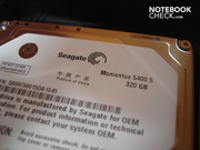 The Seagate hard disk has a capacity of 320 GBytes and runs with 5400 rpm.