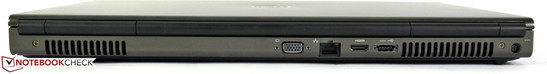 Rear: VGA, LAN, HDMI, eSATA/USB 2.0, Power outlet.