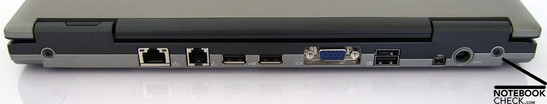 Back Side: LAN, Modem, 3x USB, VGA, Firewire, Power Connector