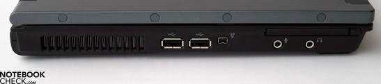 Left Side: Fan, 2x USB 2.0, FireWire, Audio Ports, PC Card