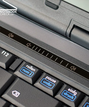The hot keys are touch sensitive areas in a moulding above the keyboard.