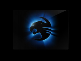 Dark Glow – Black Roccat logo in the center with a blue "backlight"