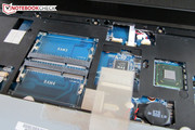 Two of the four RAM slots are beneath the keyboard.