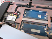 Underneath: 2 RAM slots and the wireless module.