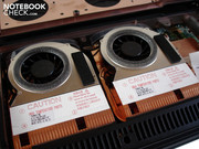 Two Radeon HD 5870 GPUs work together as a Crossfire combination.