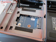 One of the two mSATA slots is hidden beneath the primary hard drive.