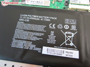 The lithium-polymer battery is secured with screws.