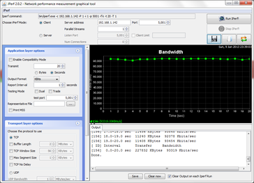 JPerf on a standard 100 mbps network via onboard LAN port