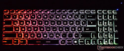 Lit keyboard of the MSI GE72VR