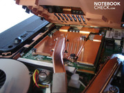 The mainboard features an elaborate cooling construction, the temperatures reached are much too high anyway.