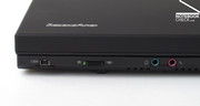 The FireWire port, as well as the audio out and in are located on the front edge.