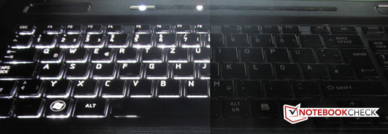 The bright keyboard light (can be disabled) facilitates working in the dark
