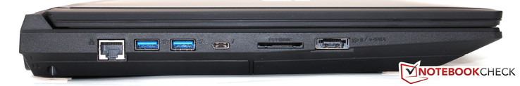 Left: Gbit-LAN, 2x USB 3.0, 1x USB 3.1 Type C, card reader, eSATA/USB 3.0