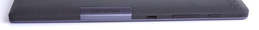Left: standby key, volume rocker, microUSB port, microSIM & microSD behind flap