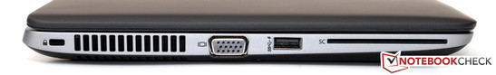 Left: Kensington lock, VGA, USB 3.0, SmartCard reader