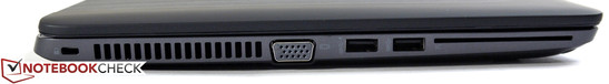 Left side: Kensington Lock, VGA, 2x USB 3.0, SmartCard reader