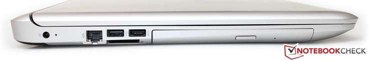 Left side: power, Fast-Ethernet, USB 2.0, USB 3.0, SD-card reader, DVD burner