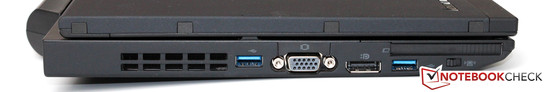 Left side: USB 3.0, VGA, DisplayPort, USB 3.0, ExpressCard/54
