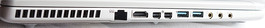 Left side: Fan exhaust, LAN, HDMI, 2x DisplayPort, 2x USB 3.0, headphones, line-in, microphone