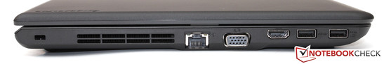 Left: Kensington lock, Gbit-LAN, VGA, HDMI, 2x USB 3.0