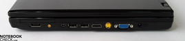 Right Side: Express Card Slot 54, eSATA, FireWire, 2x USB, HDMI, S-Video, VGA out, Power Connector