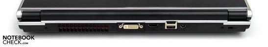 Back Side: Fan, DVI, HDMI, USB 2.0, eSATA, power supply, Kensington Lock