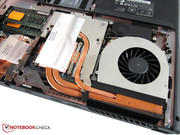 The Radeon R9 M290X is covered by a heat sink and three heat pipes.