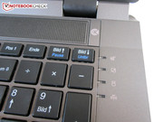 Right next to the keyboard are four status lights.
