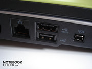 Furthermore, a RJ-45 gigabit LAN, an eSATA/USB 2.0 combo, a USB 2.0 and Firewire are on the left